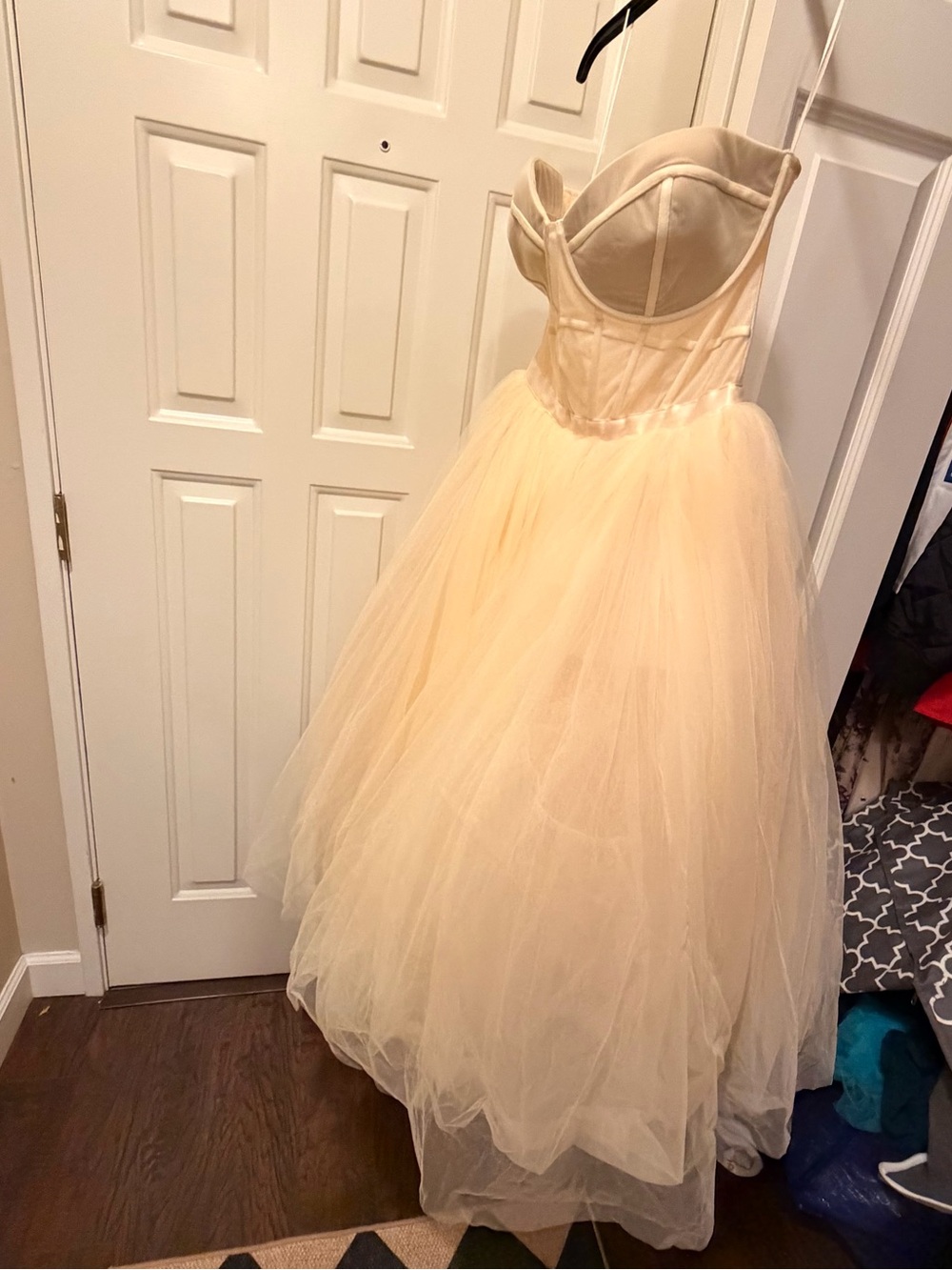 Cream Tulle Party Dress - Strapless Bodice